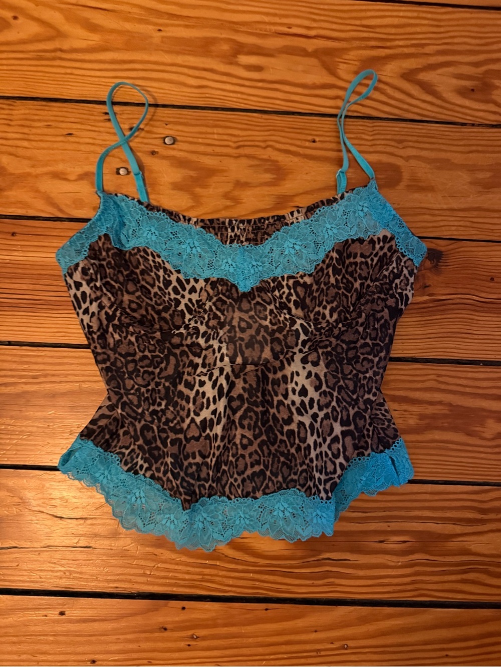 FREE PEOPLE Leopard Print Lace-Trim Cami Tank